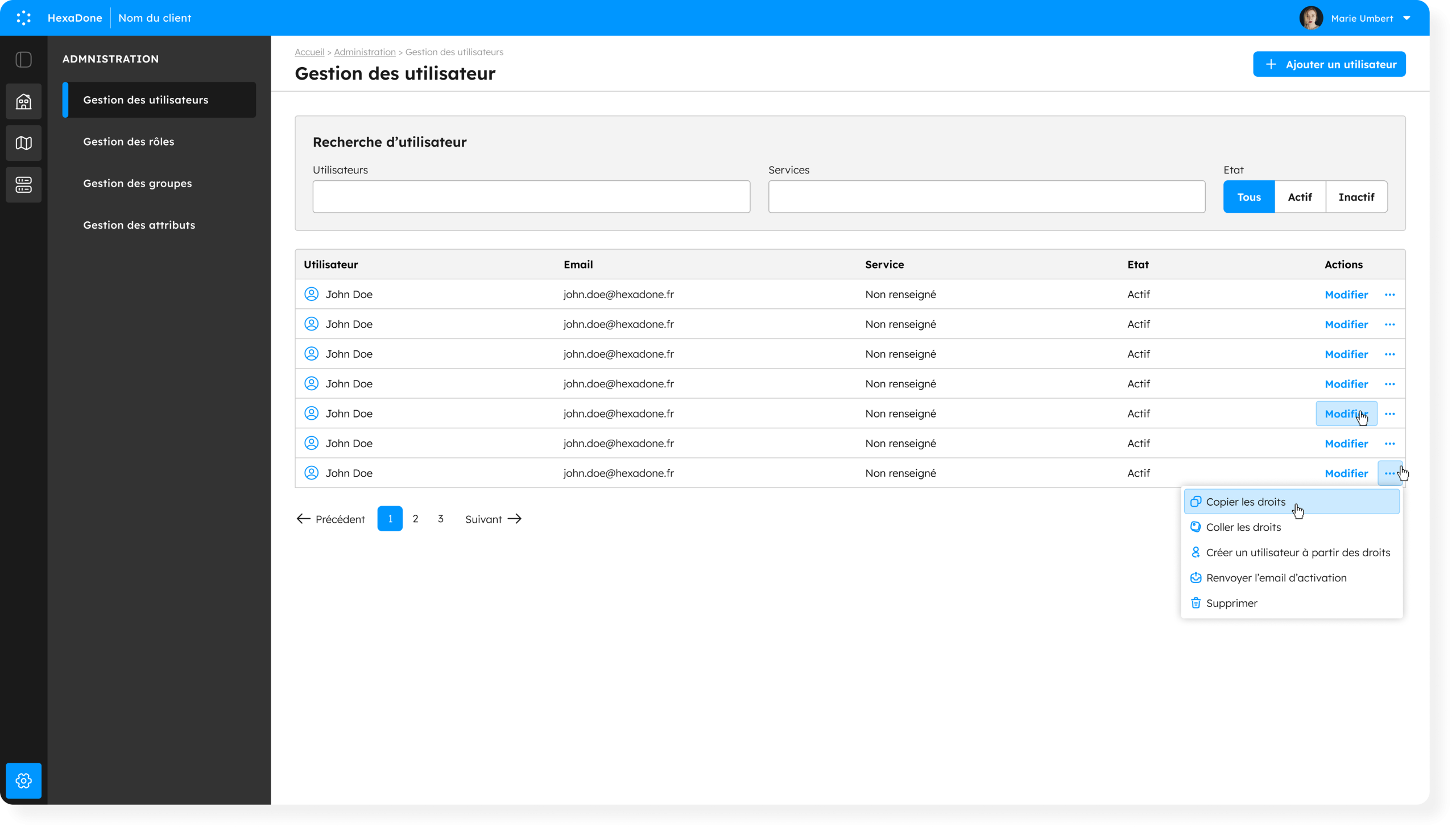 Administration - Gestion des droits 1